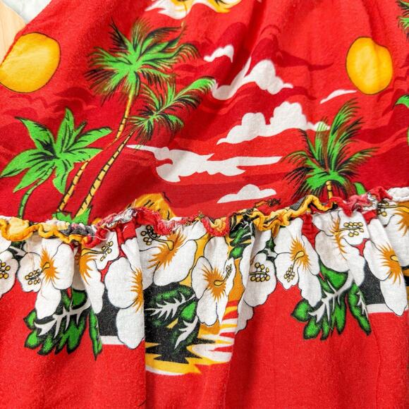 Strapless Halter Tropical Print Dress Floral Tie Waist Medium Beach Resort Wear - Picture 9 of 9